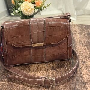 Liz Claiborne Brown Crossbody Bag with Flap Closure